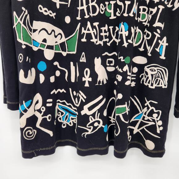 Tokuko 1er vol Black Embroidered Graphic Print Tunic Mini Dress Women's 9 (US M) - Picture 8 of 12